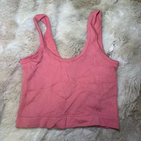 Out From Under Pink Ribbed Women's Top - Picture 2 of 3